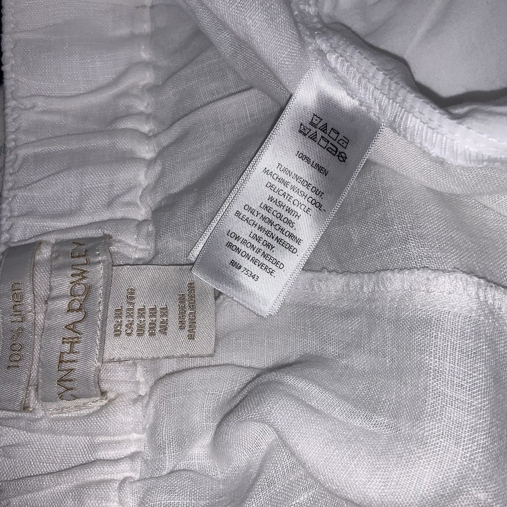 Cynthia Rowley 100% Linen Wide Leg White Capri Xl Split Hem Front/Back Pockets - Picture 6 of 7